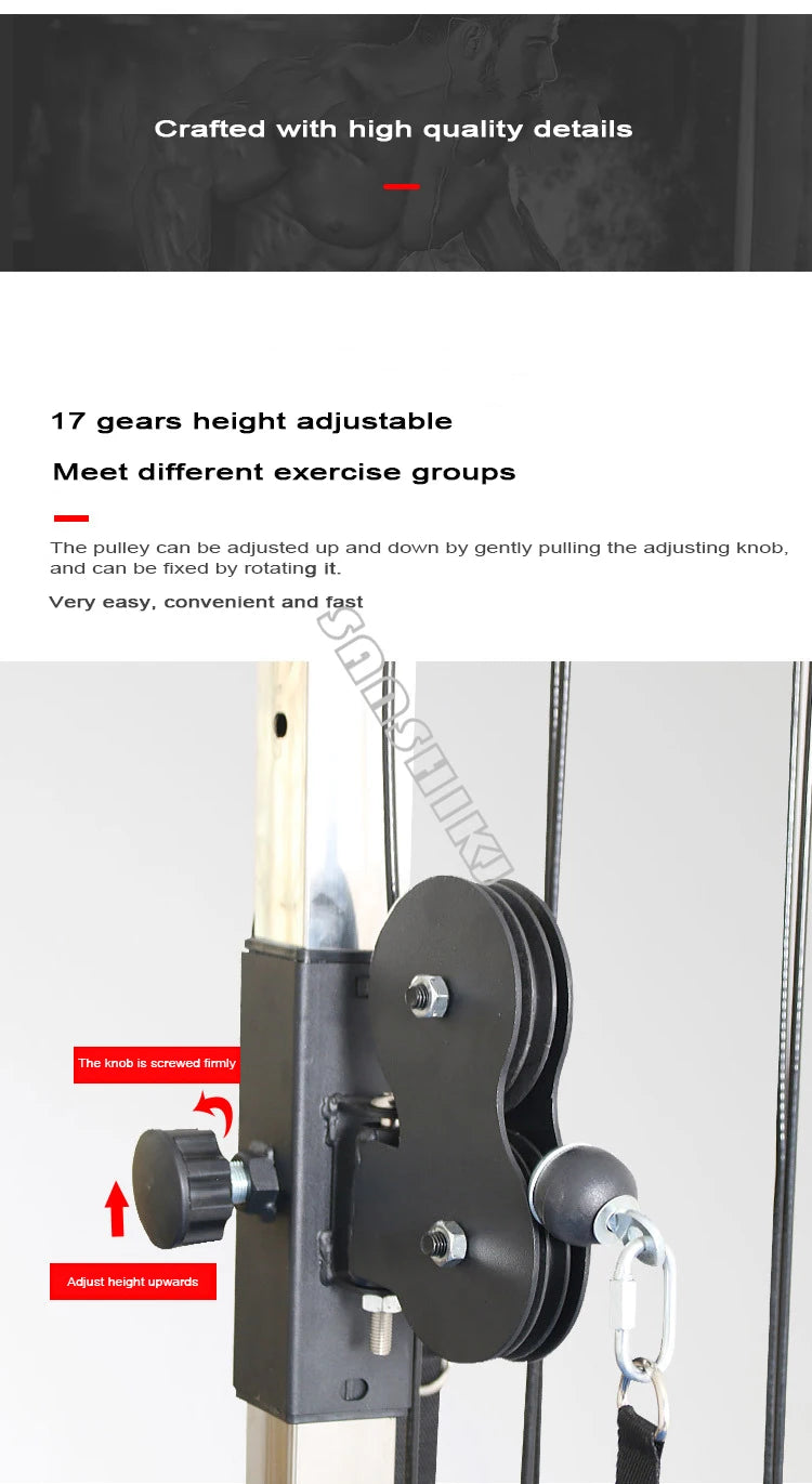 Wall Mounted Cable Pulley Machine Home Gym Lat Pulldown Low Row Arm Strength Training System