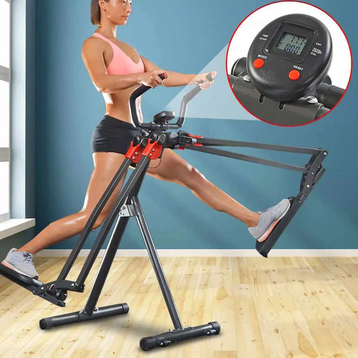 Air Walker Exercise Machine Indoor Glider Elliptical Trainer with LCD Display Home Gym Fitness Equipment for Full Body Workout W