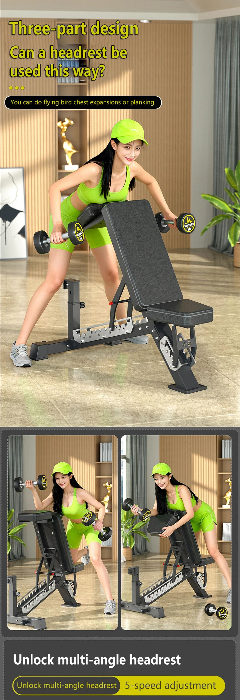 Multifunctional Adjustable Weight Bench Foldable Dumbbell Bench Press Sit-up Training Workout Chair Indoor Home Gym Fitness Exer