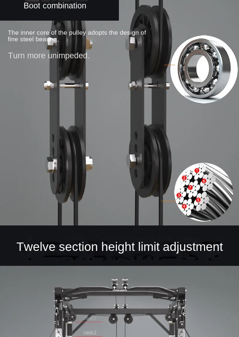 Multi-Function Smith Machine Home Gym Smith Rack Cable Crossover Fly Station Squat Bench Press Weight Lifting Fitness Equipment