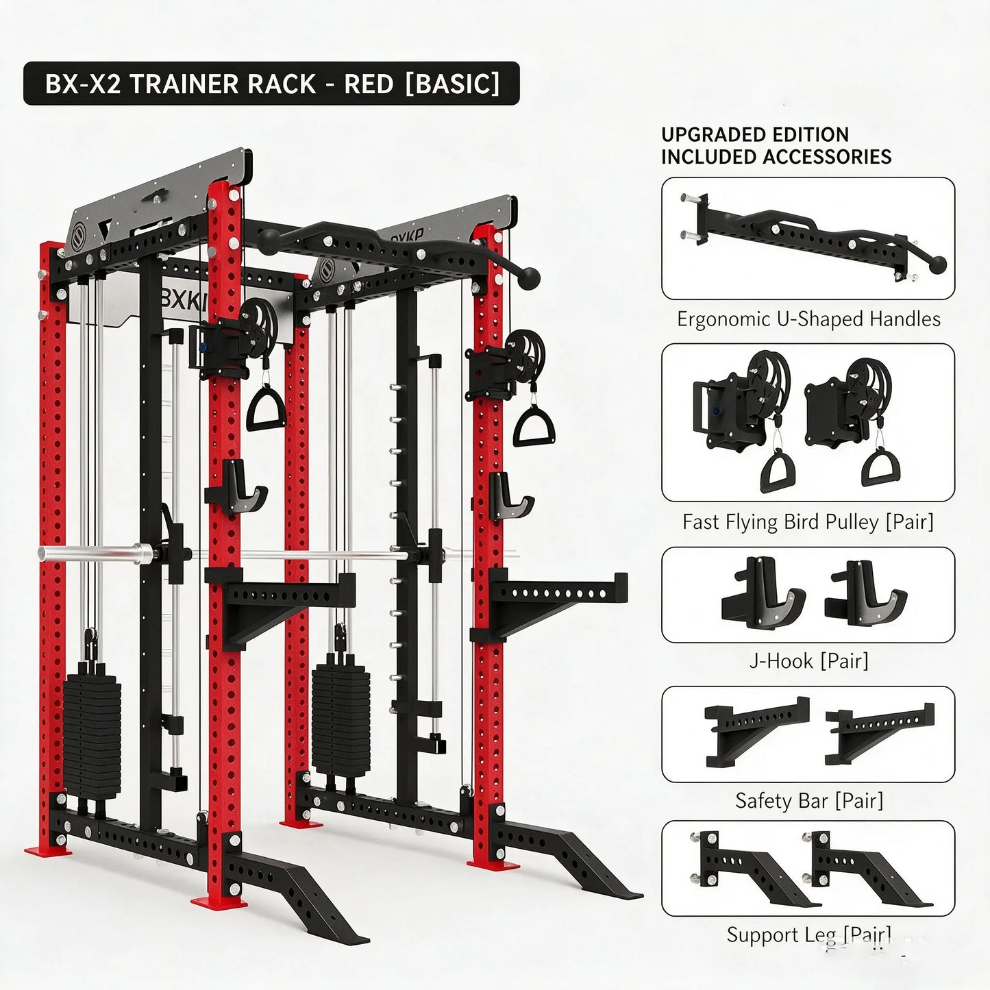 Pin Loaded Smith Machine Multi Function Squat Rack Commercial Home Gym Strength Training Equipment with Cable System & Pec Fly