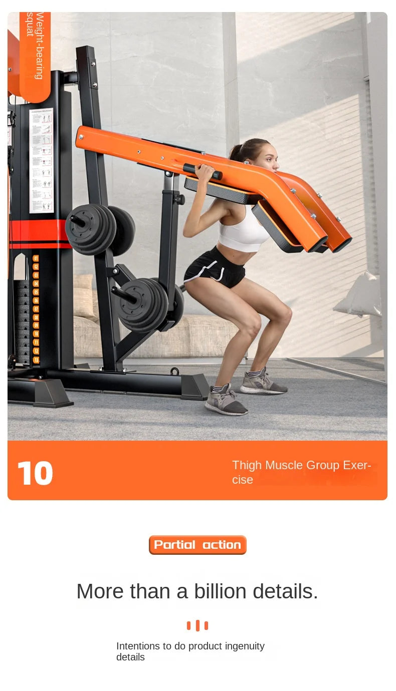 Heavy Duty 3 Station Functional Trainer Power Rack Cable Crossover Squat Rack Gym Machine