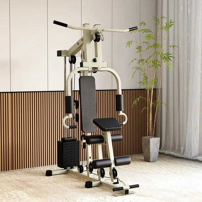 Multi-Function Home Gym Station, Single Station Full Body Workout Machine with Weight Stack, Strength Training Equipment for Che