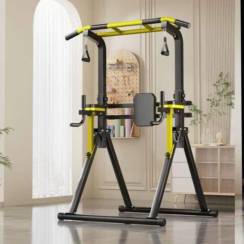 Foldable Free Standing Pull Up Bar Station, Multi-Function Home Gym Dip Station, Adjustable Height Chin Up Bar for Adults Kids