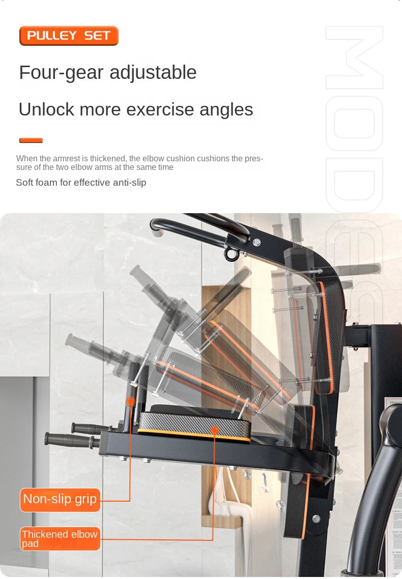 Heavy Duty 3 Station Functional Trainer Power Rack Cable Crossover Squat Rack Gym Machine