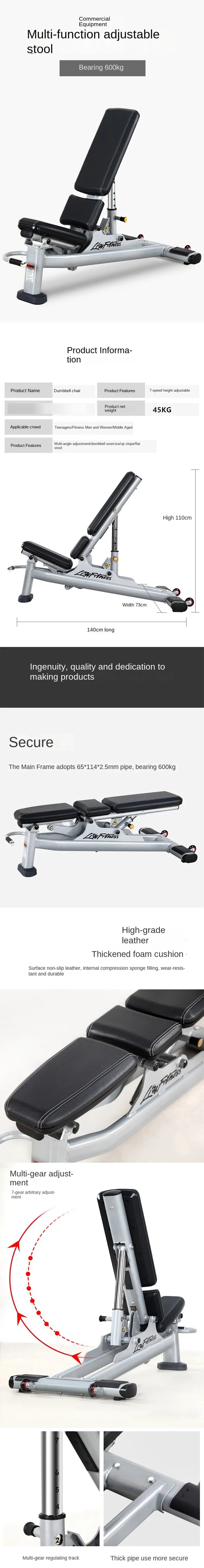 Commercial Adjustable Weight Bench Professional Heavy Duty Dumbbell Bench Home Gym Workout Bench