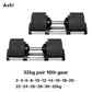 Adjustable Dumbbell Pair 2kg(5lb) or 4kg(9lb) Increase Max 50kg(110lb) Home Gym Weight Set