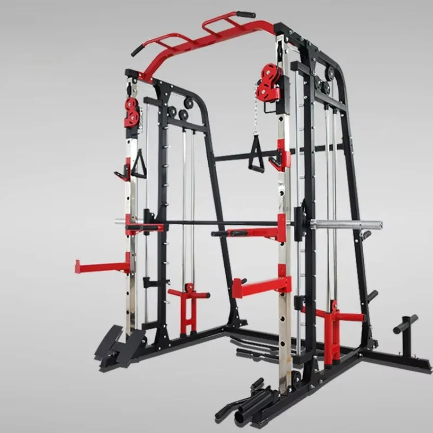 Commercial Smith Machine Integrated Power Rack Multifunctional Squat Press Cable Crossover Home Gym Fitness Equipment