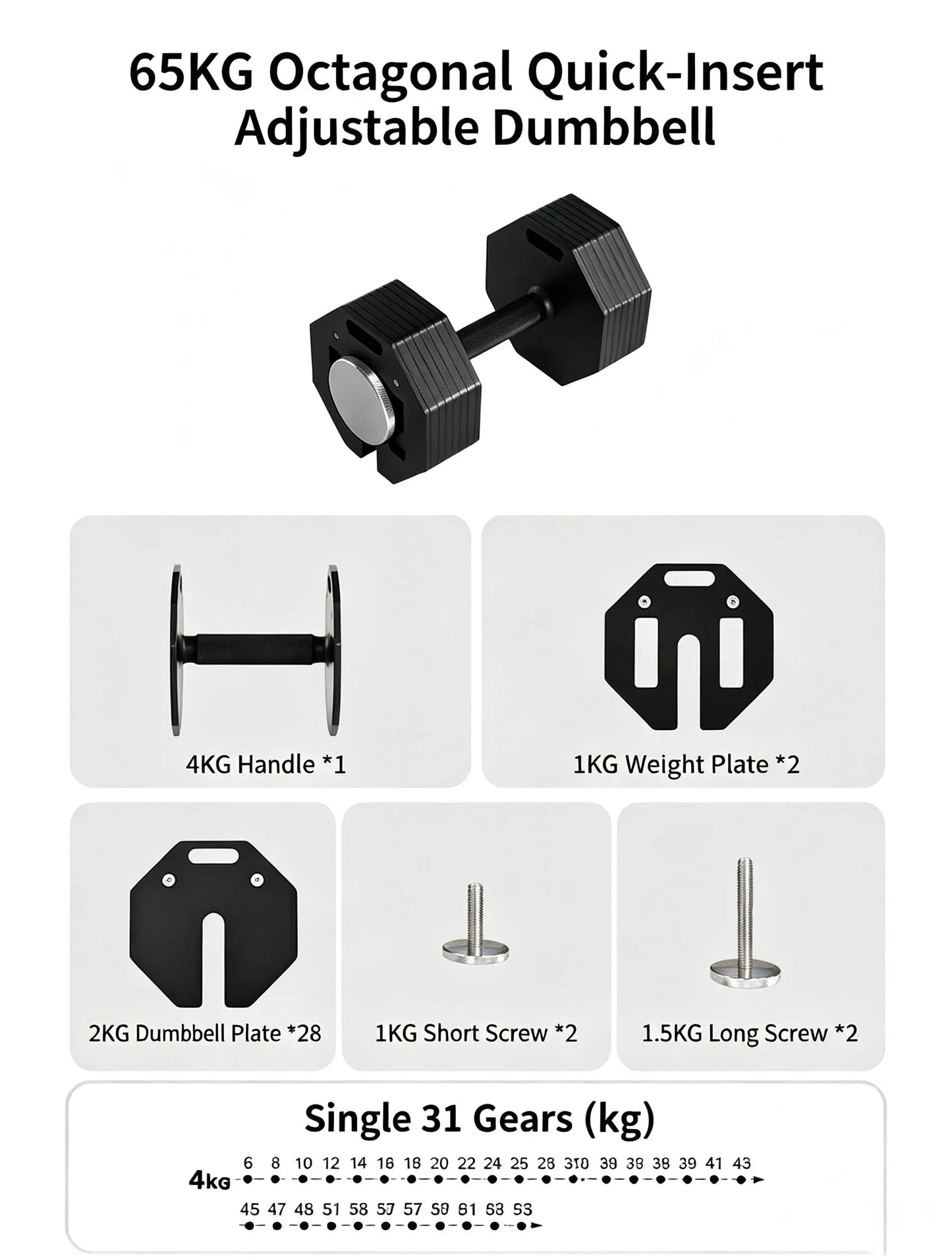 Adjustable Dumbbells, 5-in-1 Free Weight Dumbbell for Men & Women, Fast Adjusting Dumbbell for Home Gym Fitness