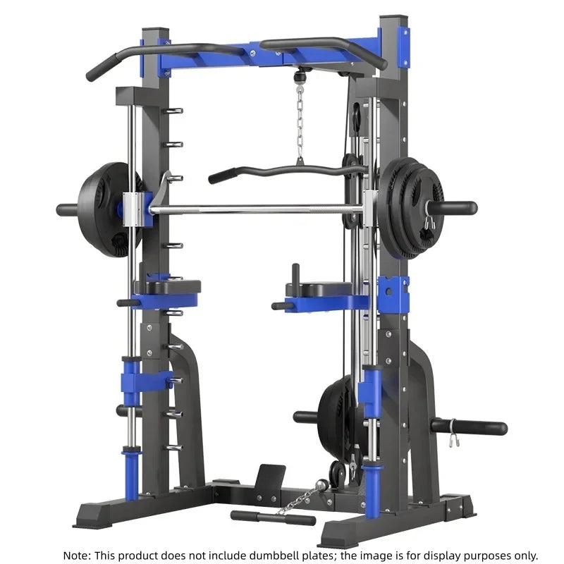 Multi-Function Smith Machine with Cable Crossover, Home Gym Power Rack with Pull-Up Bar & Lat Pulldown, Total Muscle Training St