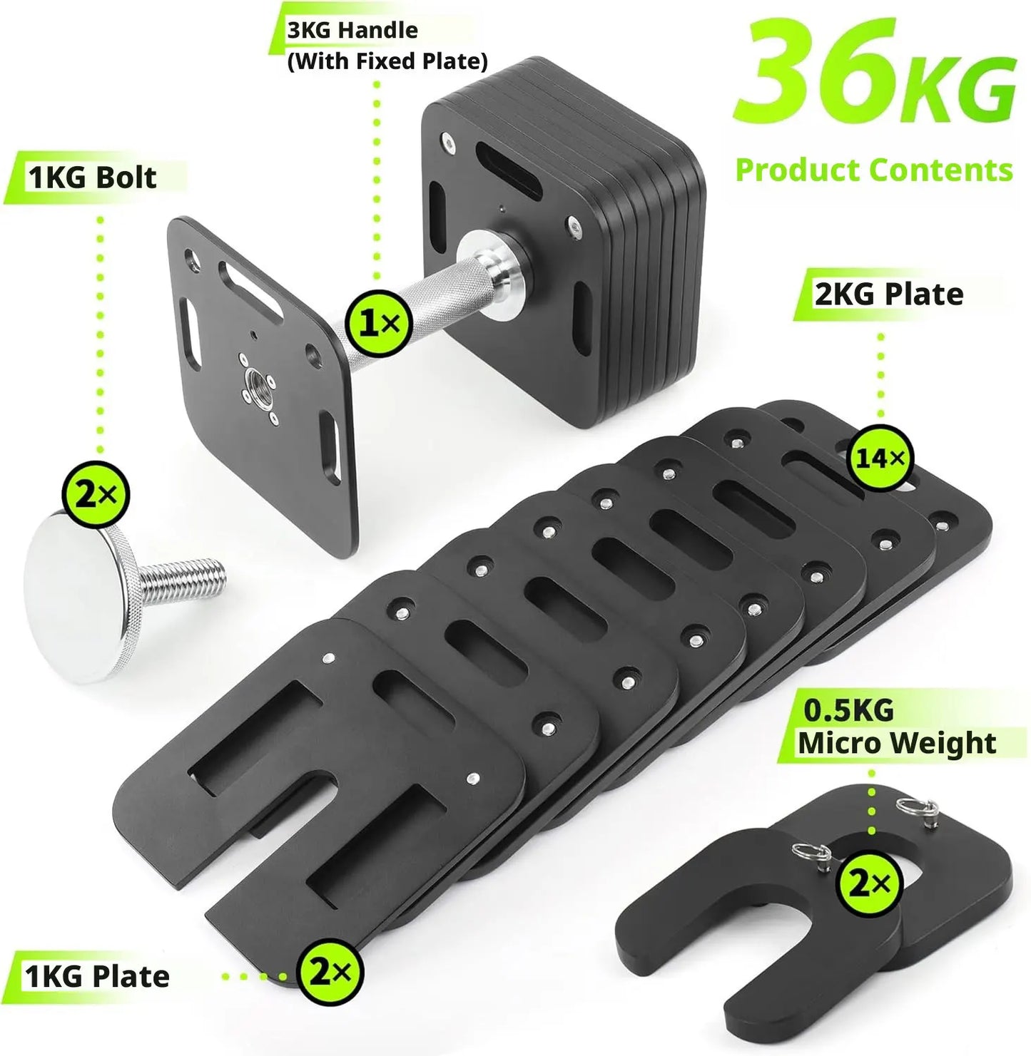 Adjustable square dumbbells, 1kg adjustable quick-lock dumbbells, non-slip handles, home gym strength training equipment.