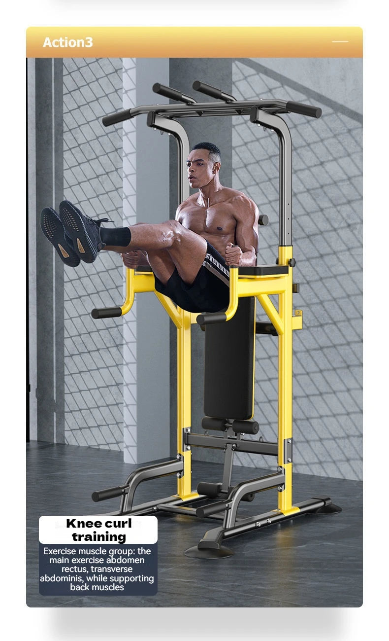 Multi-Function Pull Up Bar Station Home Gym Adjustable Dip Station Weight Bench Full Body Strength Training Workout Equipment