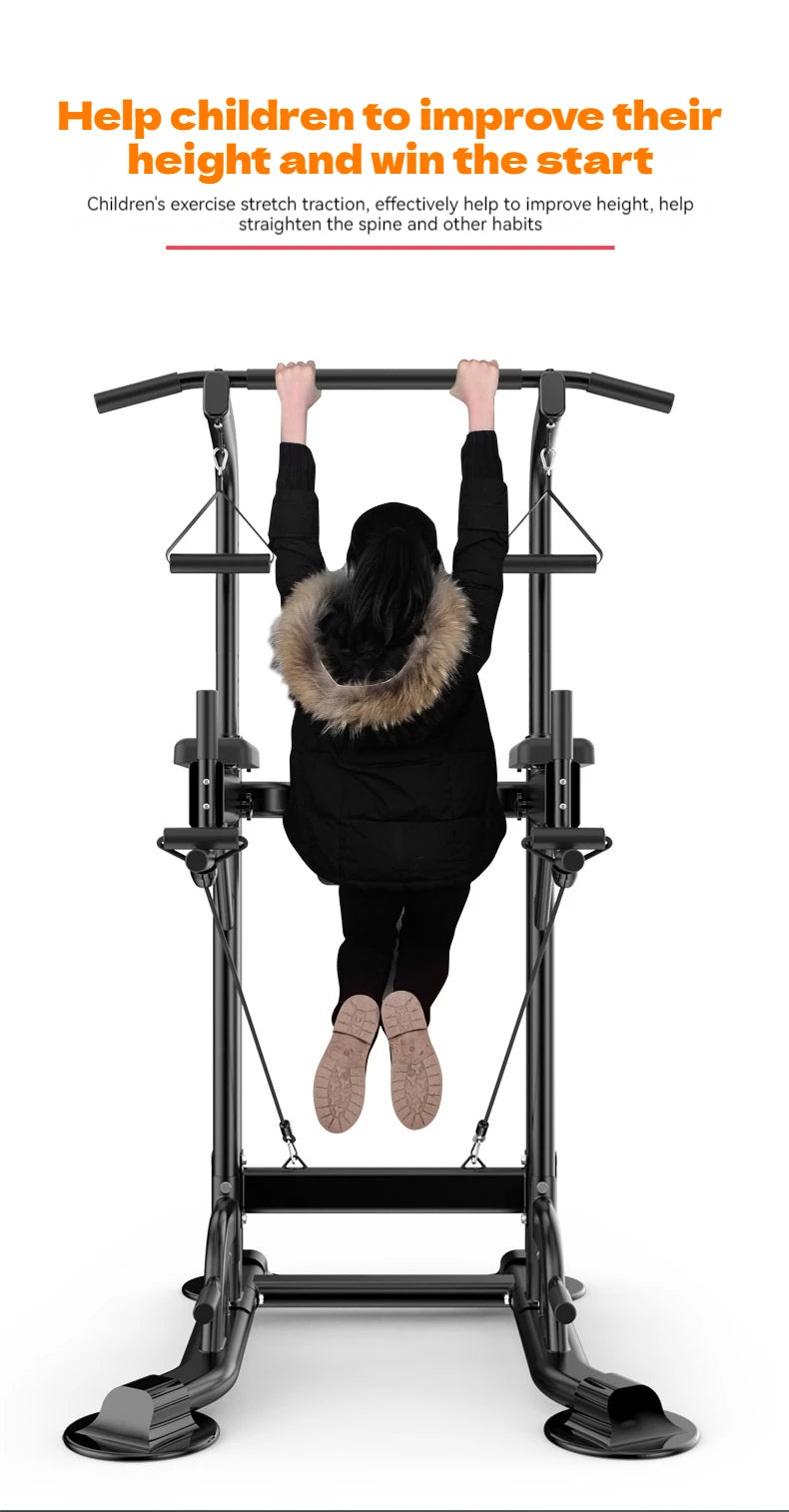 Multifunctional Free Standing Pull Up Bar Station, Space-Saving Power Tower for Home Gym, for Adults & Kids Strength Training