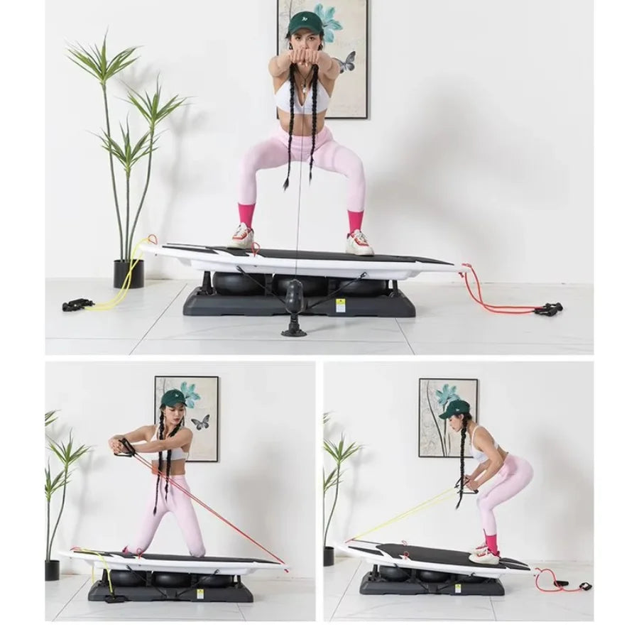 Surf Balance Board Trainer, Indoor Surfing & Yoga Fitness Board, Core Strength Training Equipment for Home Gym Workouts