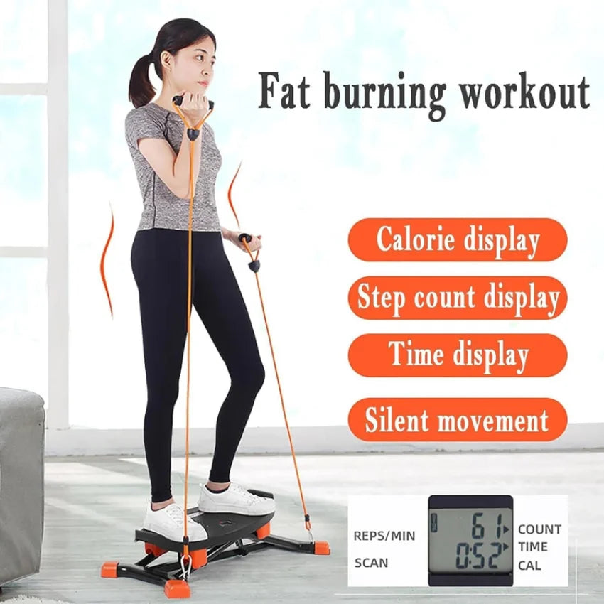 Multi-Functional Step Aerobic Platform with Resistance Bands, Home Gym Fitness Step Board for Full Body Workout, Adjustable Exer