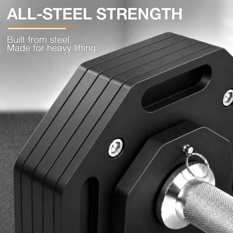 Single octagonal 1kg incrementing all-steel detachable dumbbell, adjustable, space-saving.