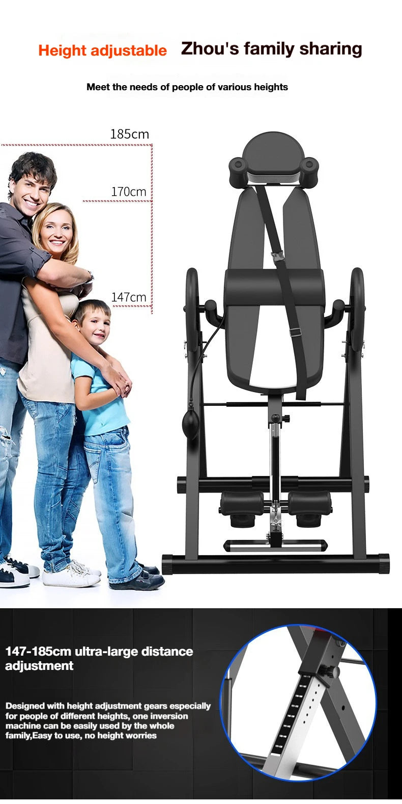 Inversion Table with Adjustable Headrest Back Stretcher Home Gym Fitness Equipment