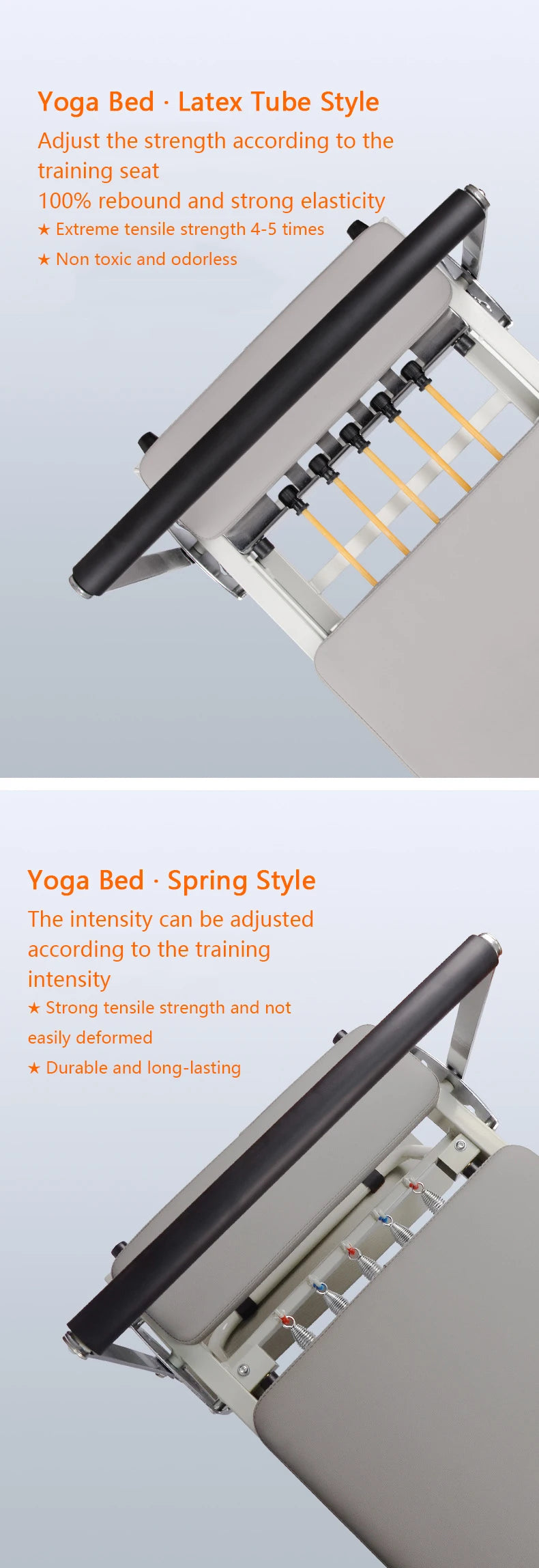 Foldable Pilates Reformer Machine Home Gym Yoga Bed with Adjustable Springs Resistance Bands Core Training Equipment