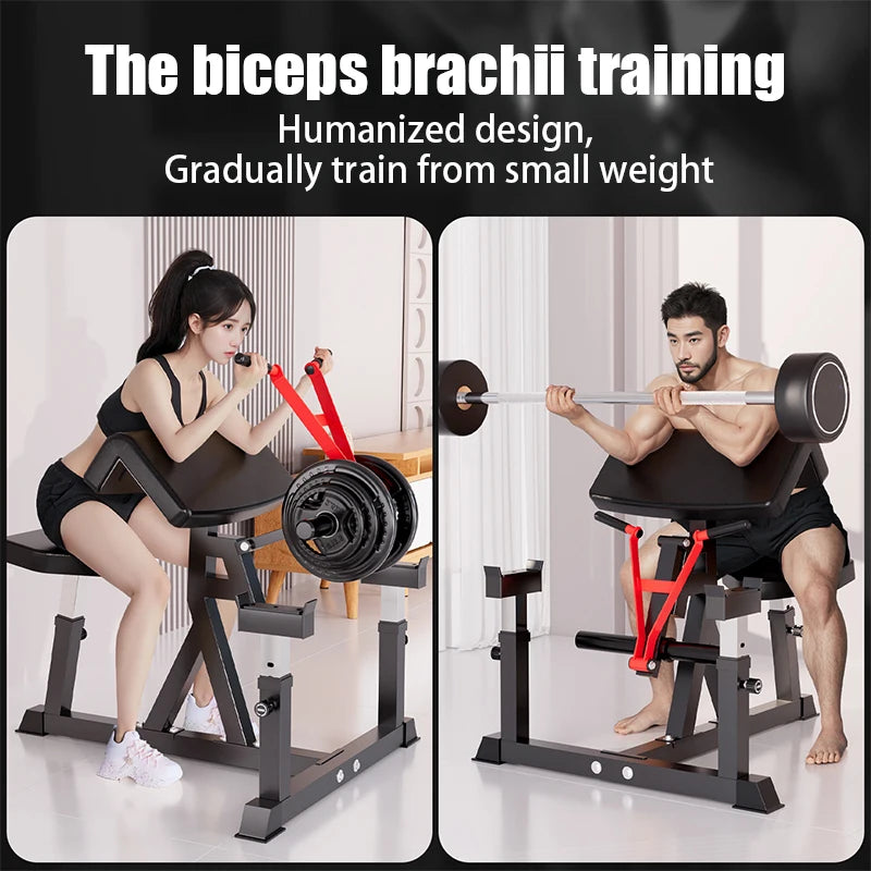 3 in 1 Preacher Curl Machine Bicep Tricep Workout Station Barbell Dumbbell Training Equipment Home Gym Strength Fitness Machine