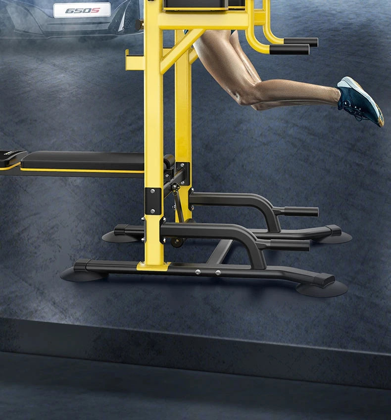 Multi-Function Pull Up Bar Station Home Gym Adjustable Dip Station Weight Bench Full Body Strength Training Workout Equipment