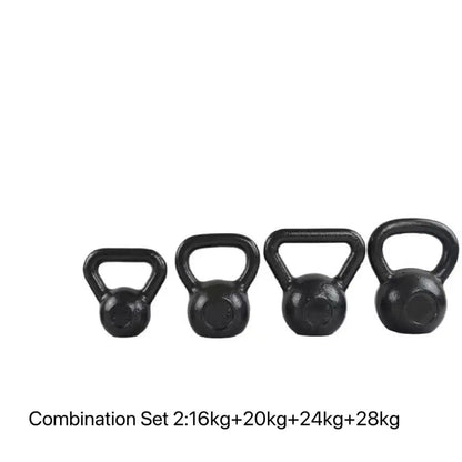 Black Coated Cast Iron Kettlebell Set 12kg 16kg 24kg 32kg Strength Training Weightlifting Home Gym Workout Equipment