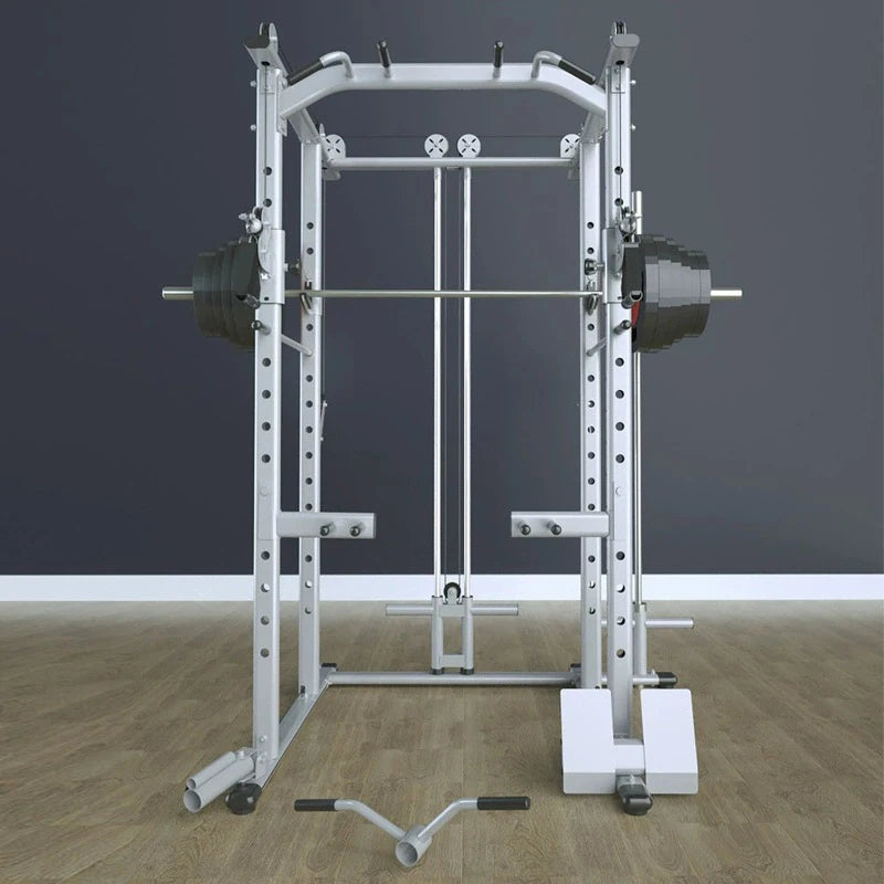 Commercial Grade Smith Machine Power Cage, All-in-One Home Gym Equipment with Cable System, Squat Rack & Weightlifting Station f