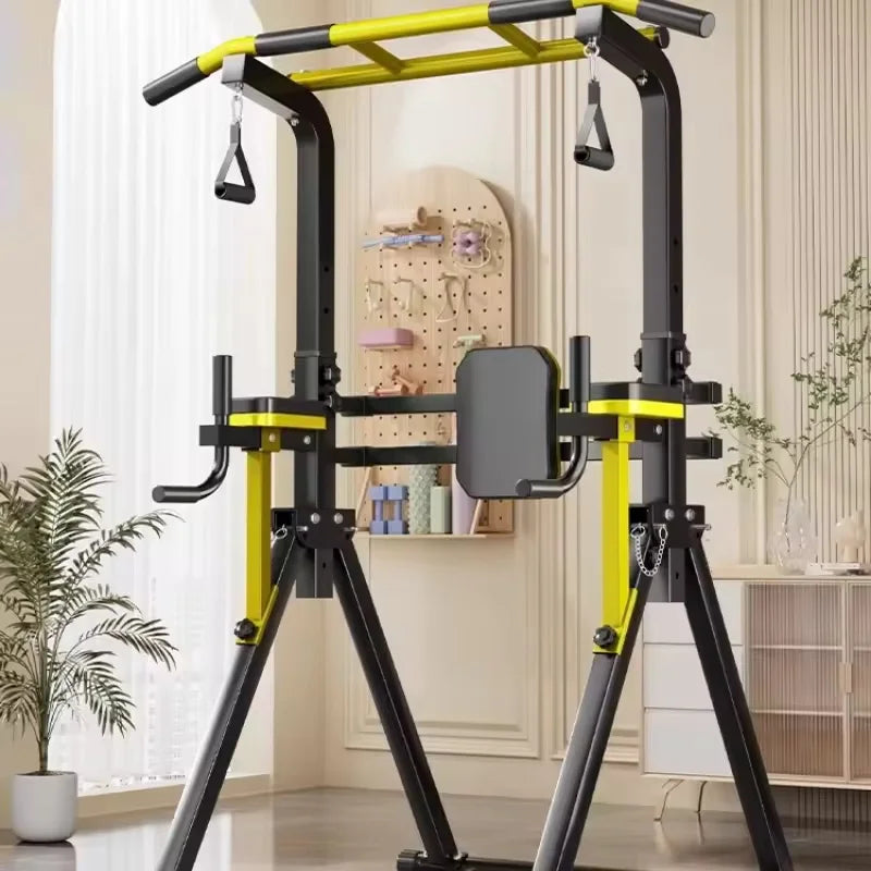 Foldable Free Standing Pull Up Bar Station, Multi-Function Home Gym Dip Station, Adjustable Height Chin Up Bar for Adults Kids