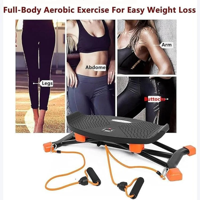Multi-Functional Step Aerobic Platform with Resistance Bands, Home Gym Fitness Step Board for Full Body Workout, Adjustable Exer