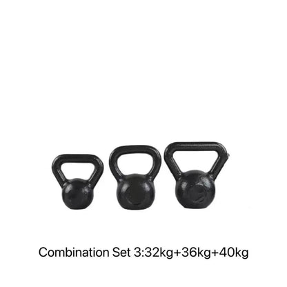 Black Coated Cast Iron Kettlebell Set 12kg 16kg 24kg 32kg Strength Training Weightlifting Home Gym Workout Equipment
