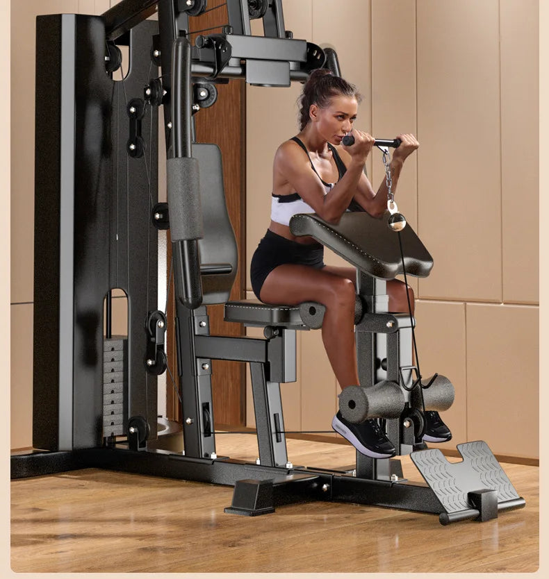 Home Single Station Gym Machine Multi-Functional Weight Training System For Full Body Strength Workout