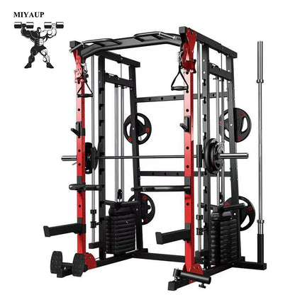 Multi-Function Smith Machine with Cable Crossover, All-in-One Home Gym Power Rack for Full Body Training