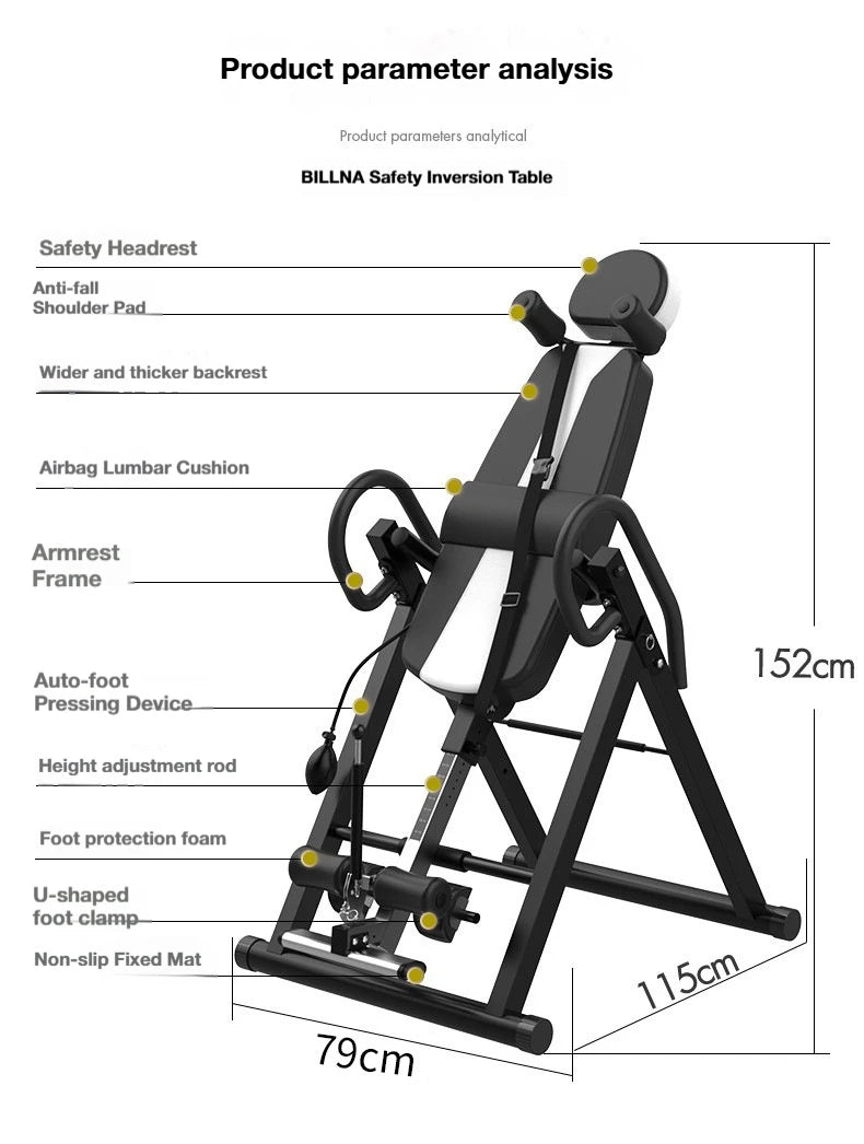 Inversion Table with Adjustable Headrest Back Stretcher Home Gym Fitness Equipment
