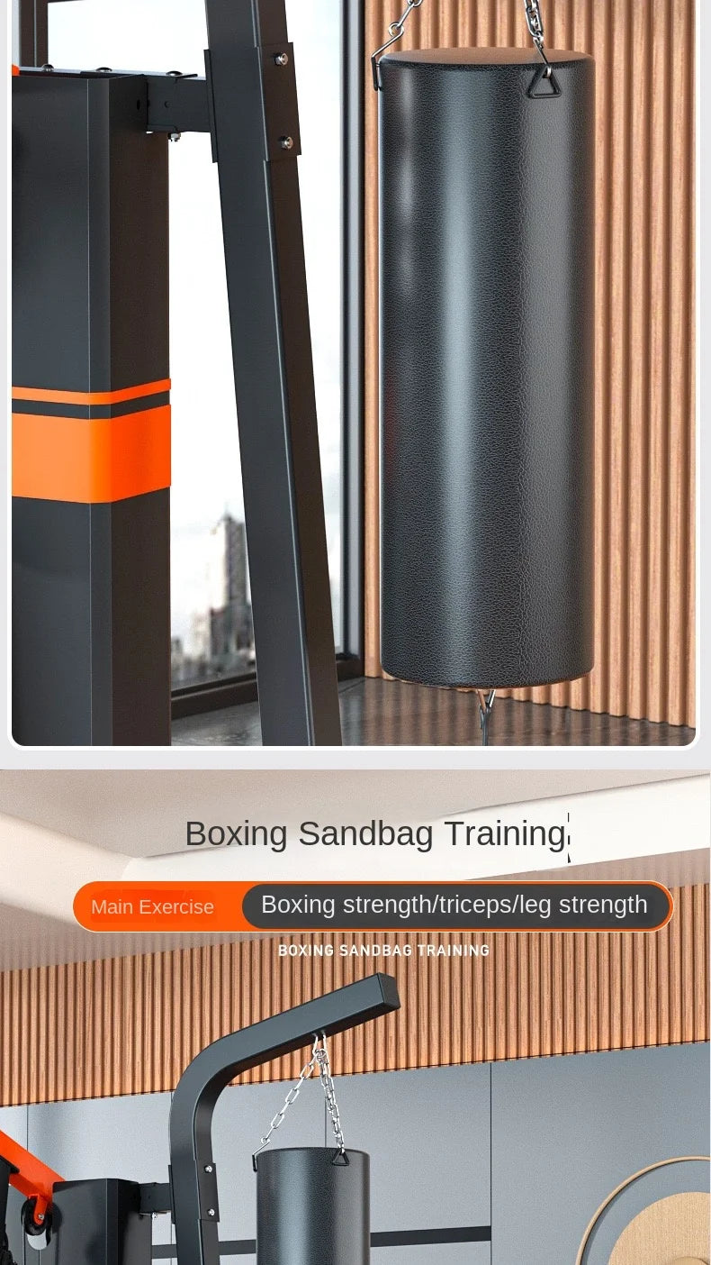 Multi-Function Home Gym Station All-in-One Strength Training Equipment with Punching Bag for Full Body Workout