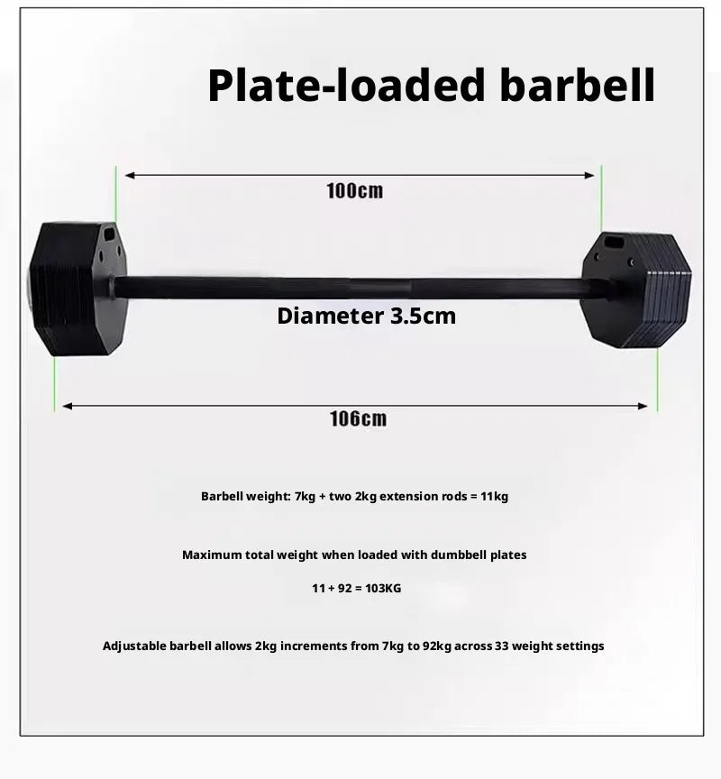 Single octagonal 1kg incrementing all-steel detachable dumbbell, adjustable, space-saving.