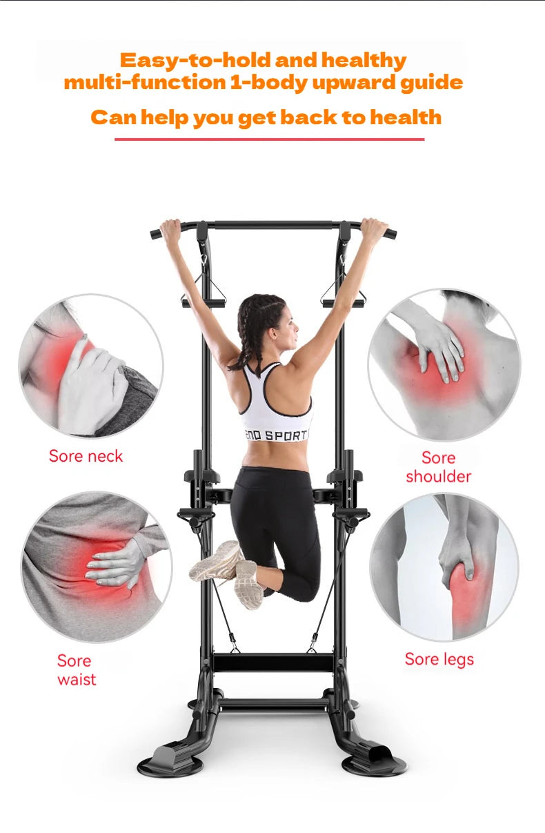 Multifunctional Free Standing Pull Up Bar Station, Space-Saving Power Tower for Home Gym, for Adults & Kids Strength Training