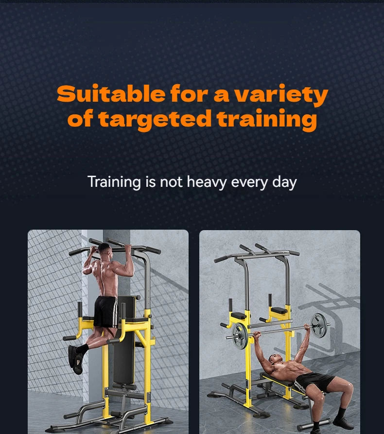 Multi-Function Pull Up Bar Station Home Gym Adjustable Dip Station Weight Bench Full Body Strength Training Workout Equipment