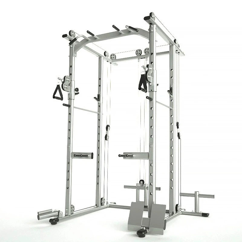 Commercial Grade Smith Machine Power Cage, All-in-One Home Gym Equipment with Cable System, Squat Rack & Weightlifting Station f