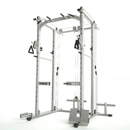 Commercial Grade Smith Machine Power Cage, All-in-One Home Gym Equipment with Cable System, Squat Rack & Weightlifting Station f