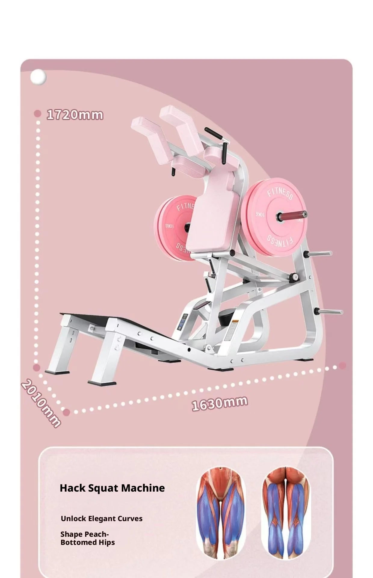 Women Body Shaping Gym Equipment Combo | Hack Squat, Hip Thrust, Leg Abductor Adductor, Lat Pulldown Trainer