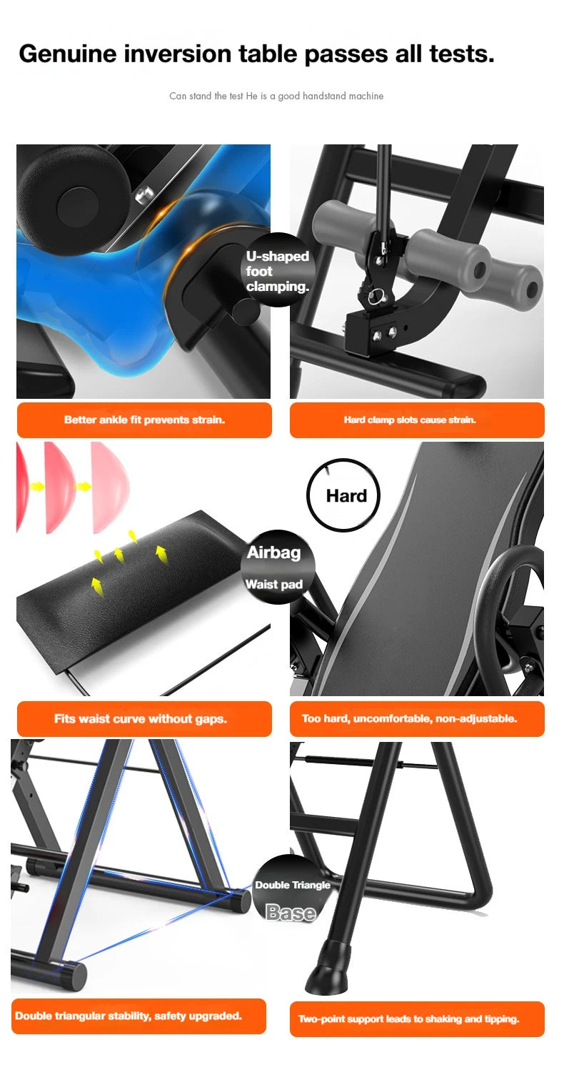 Inversion Table with Adjustable Headrest Back Stretcher Home Gym Fitness Equipment