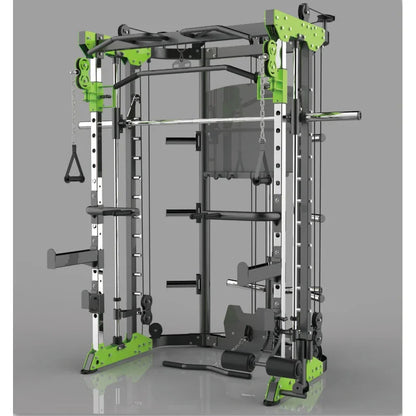 Multifunctional All-in-One Smith Machine Cable Crossover Trainer, Heavy Duty Full Body Strength Training Gym Equipment with Weig