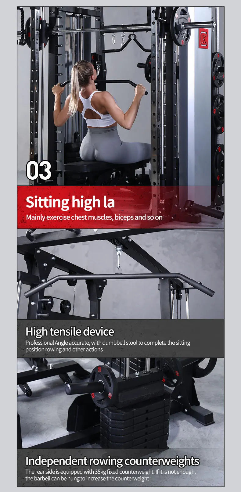 Smith Machine Power Rack Multifunctional Squat Rack Cable Crossover Integrated Comprehensive Home Gym Fitness Equipment