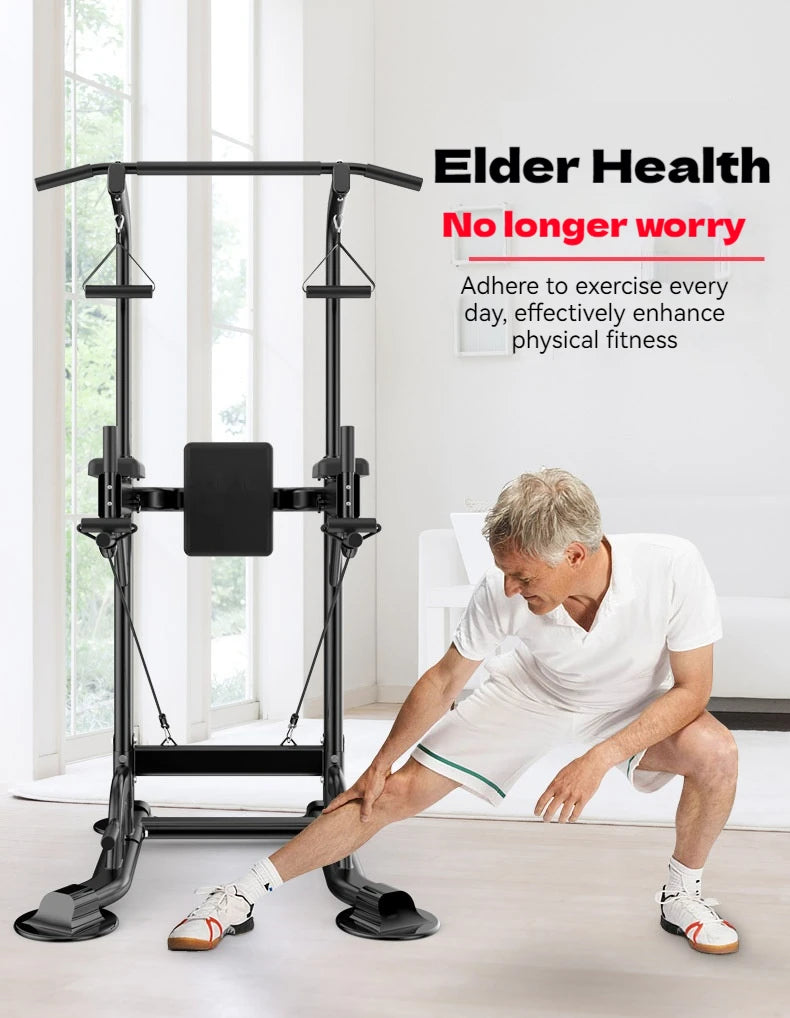 Multifunctional Free Standing Pull Up Bar Station, Space-Saving Power Tower for Home Gym, for Adults & Kids Strength Training