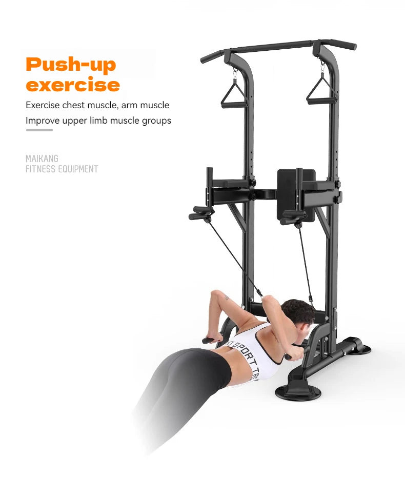 Multifunctional Free Standing Pull Up Bar Station, Space-Saving Power Tower for Home Gym, for Adults & Kids Strength Training