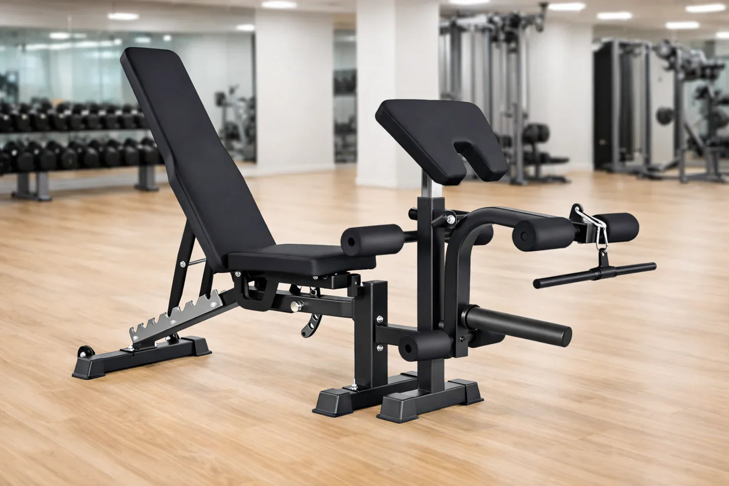 Multi-Function Adjustable Weight Bench with Leg Developer and Preacher Curl Attachment Home Gym Fitness Equipment