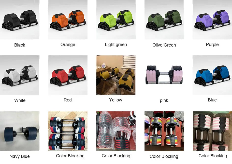 Multi-Color Adjustable Dumbbell Set, 2KG(5LB) or 4KG(9LB) Increment, Up to 50KG(110LB), Fast Adjustable Dumbbells for Home Gym
