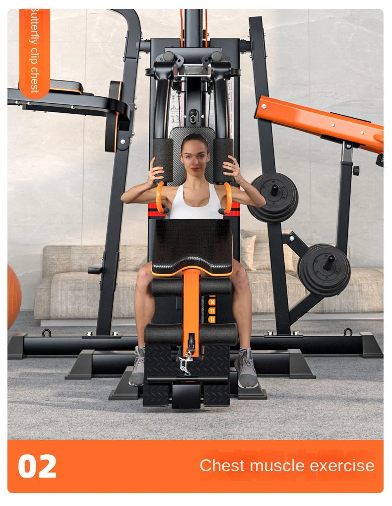Heavy Duty 3 Station Functional Trainer Power Rack Cable Crossover Squat Rack Gym Machine