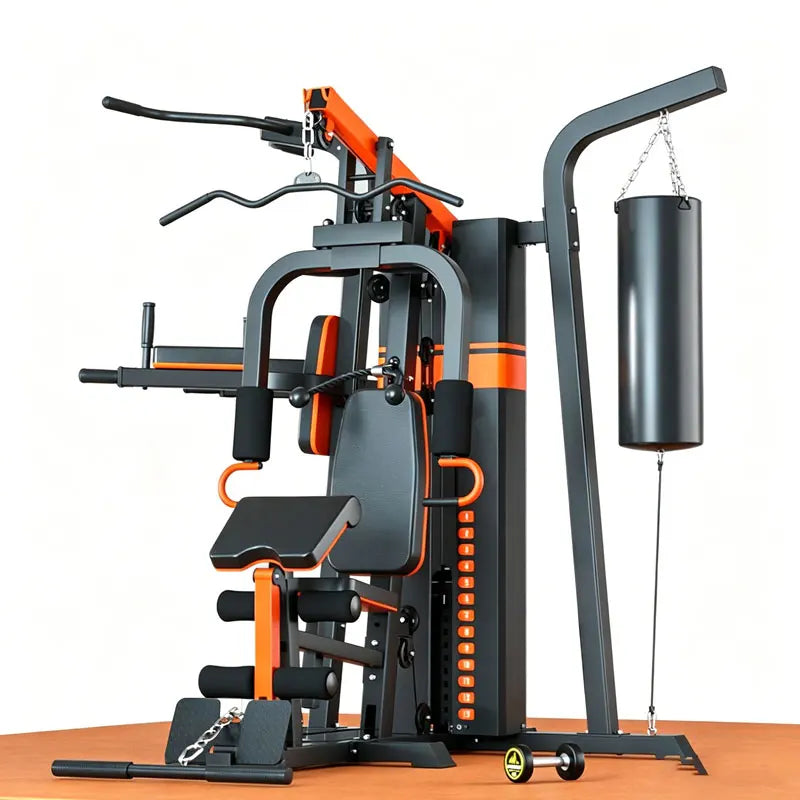 Multi-Function Home Gym Station All-in-One Strength Training Equipment with Punching Bag for Full Body Workout