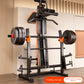 10-in-1 Multifunctional Home Gym Weight Bench Set with Squat Rack Lat Pulldown Preacher Curl Bench Press Station