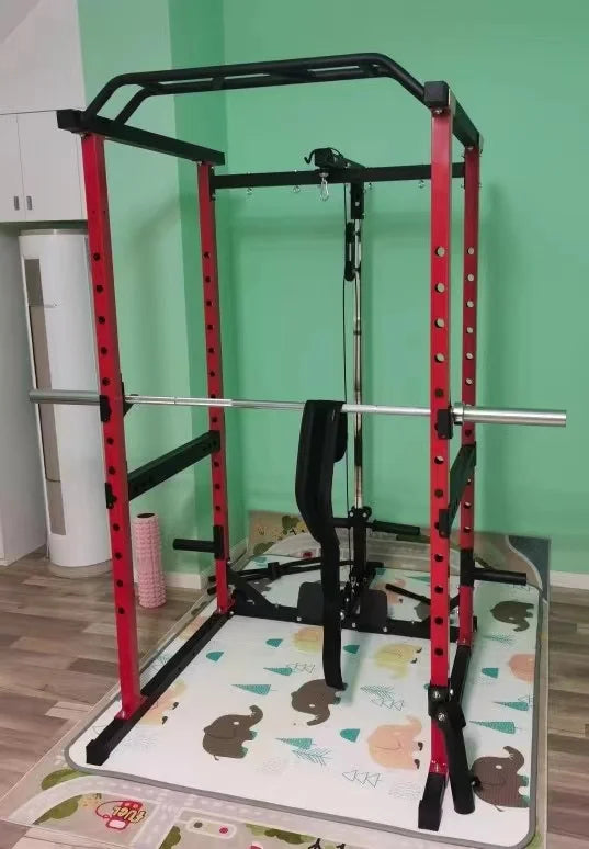 Multifunctional Power Rack with Lat Pulldown - Commercial Grade Home Gym Squat Cage for Weightlifting, Bench Press & Strength Tr